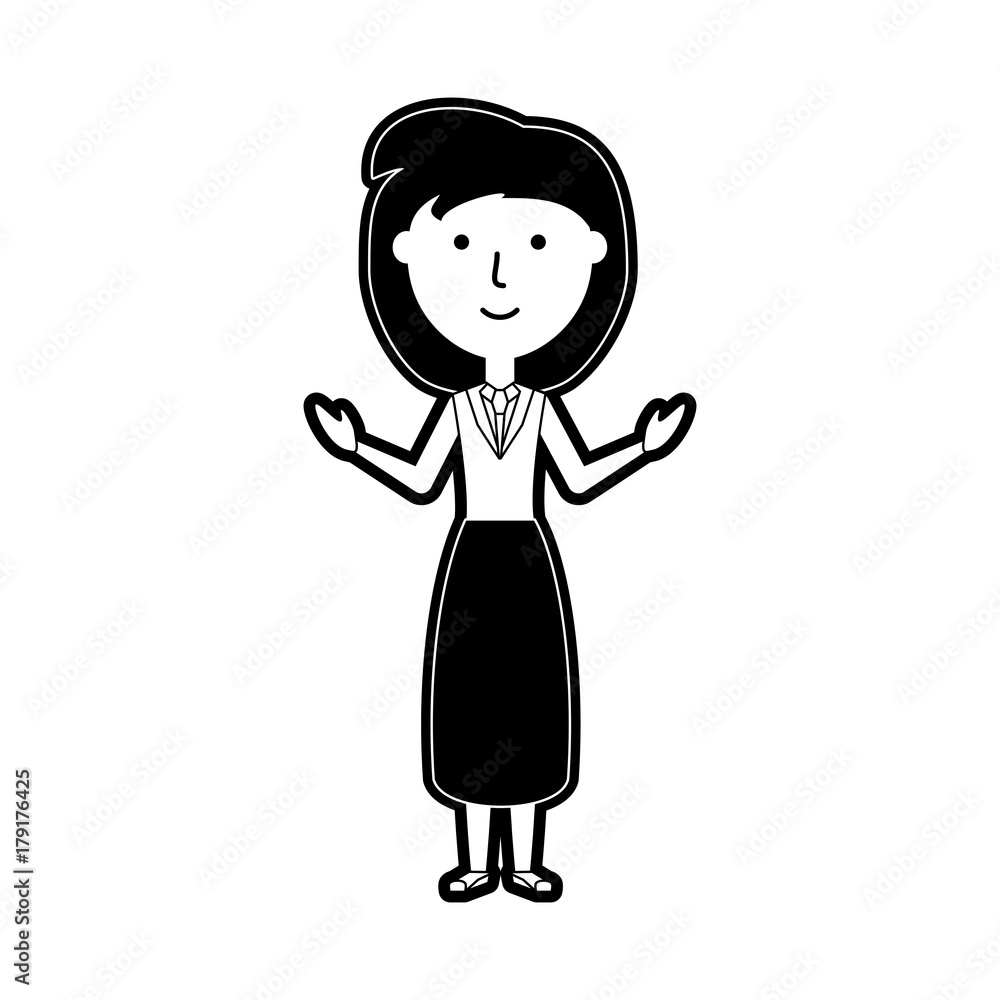 flat line monochromatic teacher  woman over white background  vector illustration