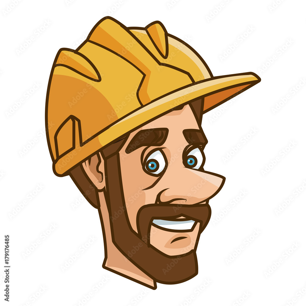 Worker face with helmet cartoon icon vector illustration graphic design