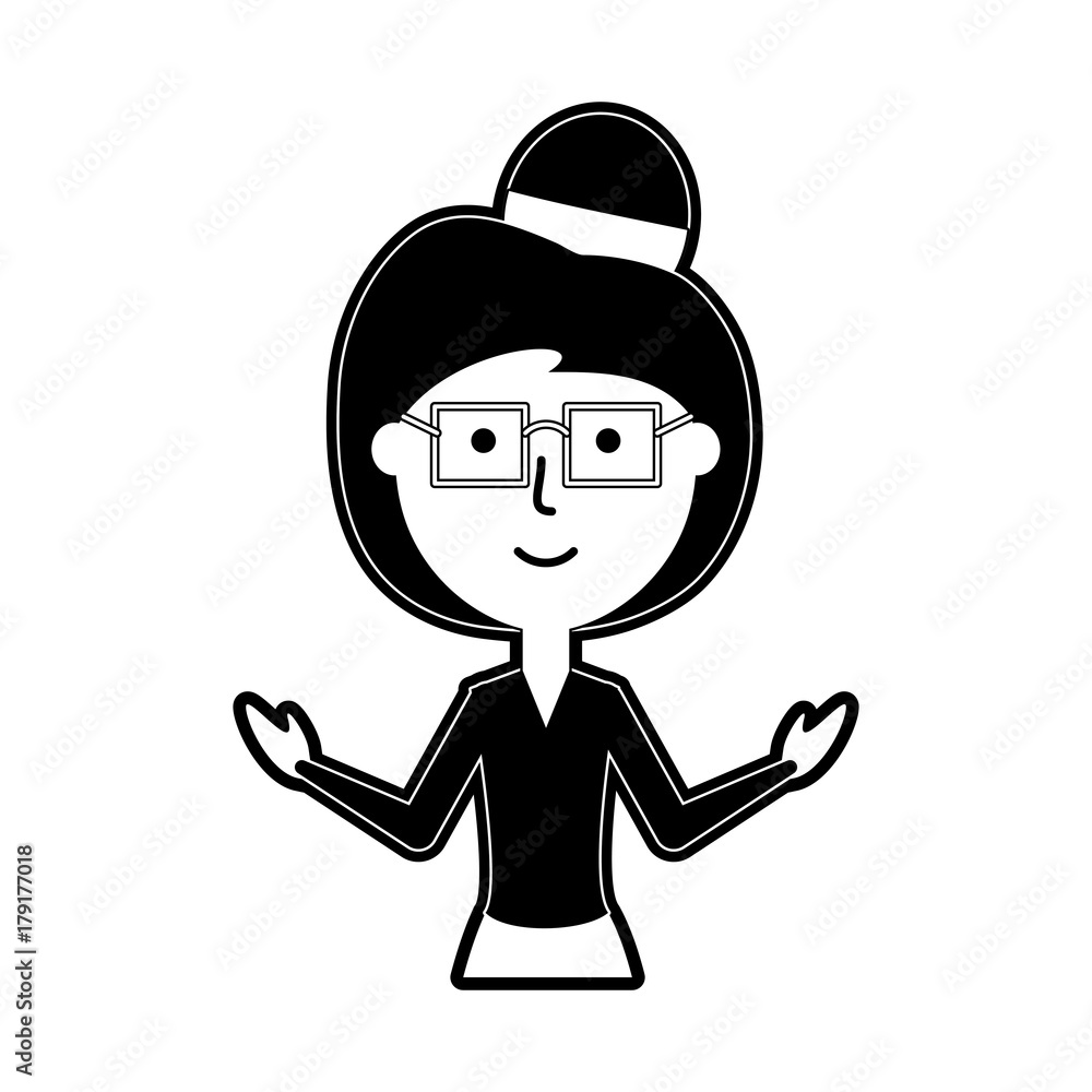 flat line monochromatic teacher woman over white background vector illustration flat line monochromatic teacher woman over white background vector illustration