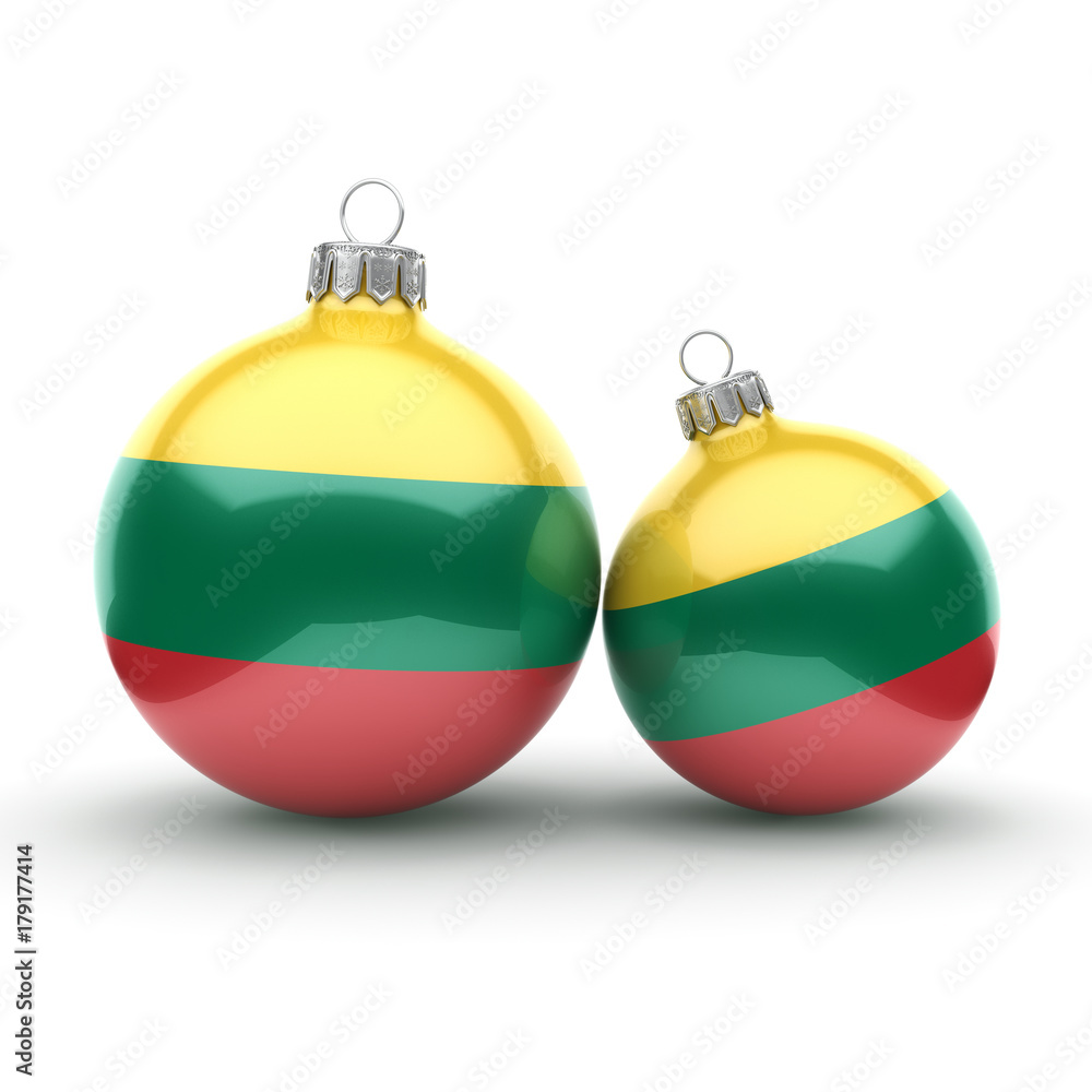 3D rendering Christmas ball with the flag of Lithuania 3D rendering Christmas ball with the flag of Lithuania
