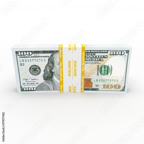 3d rendering a pack of US dollars