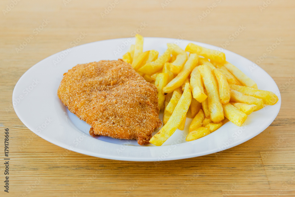 Vienna schnitzel  deep fried with french fries
