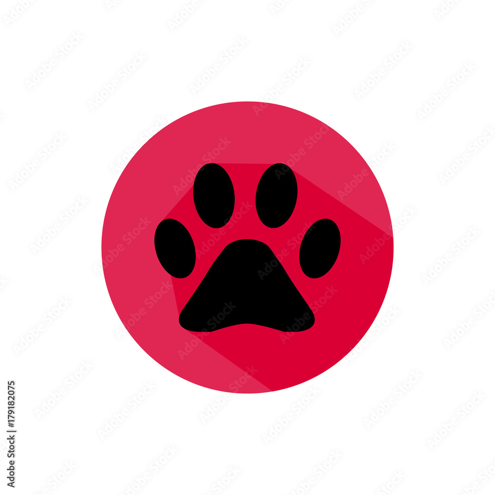 Dog paw, pets icon long shadow vector Dog paw, pets icon long shadow vector