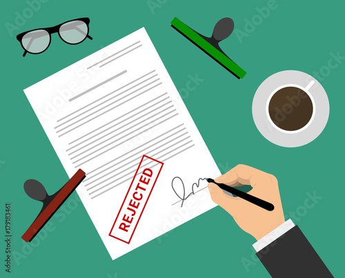 Man in suit rejected document by stamp