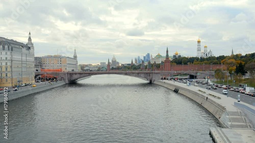 Wallpaper Mural cloudy weather in Moscow, view on river and embankments on both shore, historical centre Torontodigital.ca