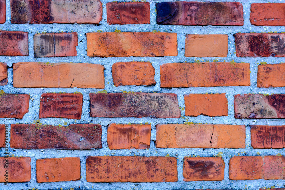 Fototapeta premium red old brick wall texture grunge background with vignetted corners