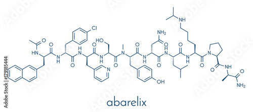 Abarelix drug molecule (gonadotropin-releasing hormone, GnRH antagonist). Skeletal formula.
