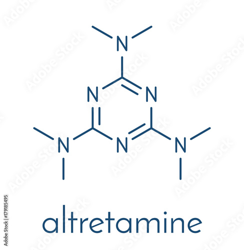 Altretamine cancer drug molecule. Skeletal formula.