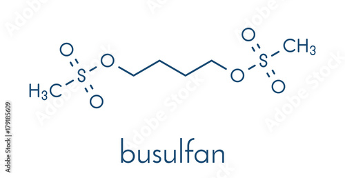 Busulfan cancer chemotherapy drug molecule (alkylating agent). Skeletal formula.