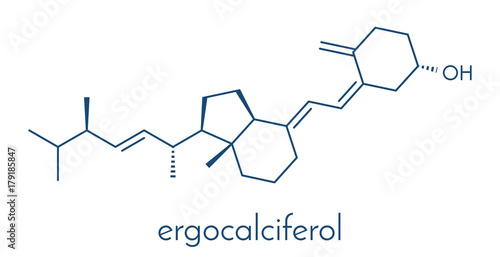 Ergocalciferol (vitamin D2) molecule. Skeletal formula.