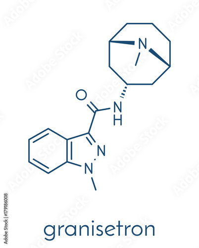 Granisetron nausea and vomiting drug molecule. Skeletal formula.