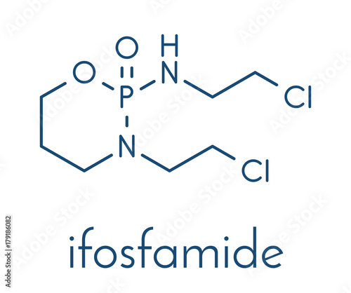 Ifosfamide cancer chemotherapy drug molecule. Skeletal formula.