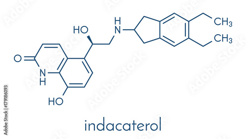 Indacaterol COPD drug molecule. Skeletal formula.