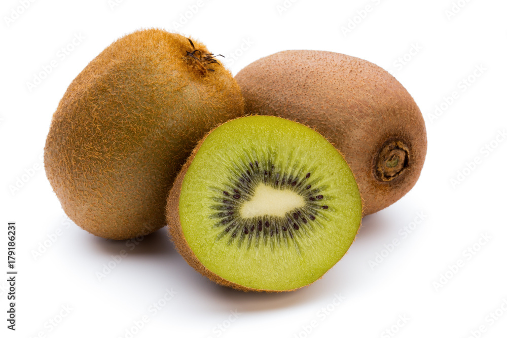 Kiwi fruit and sliced isolated on white background. Kiwi fruit and sliced isolated on white background.
