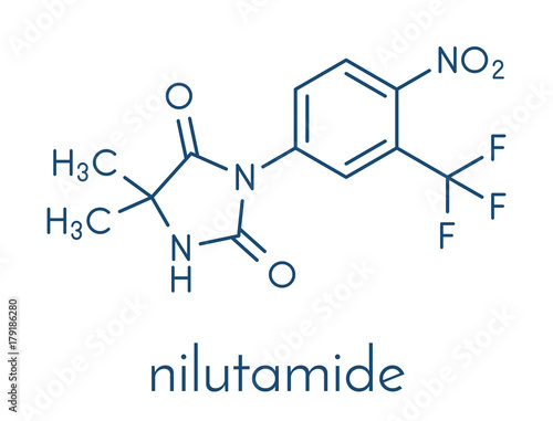 Nilutamide prostate cancer drug molecule (antiandrogen). Skeletal formula.