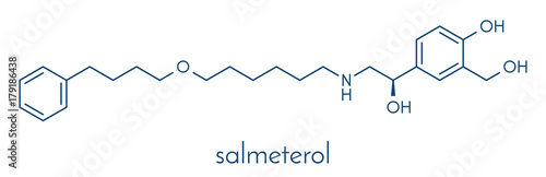 Salmeterol asthma drug molecule. Skeletal formula. photo