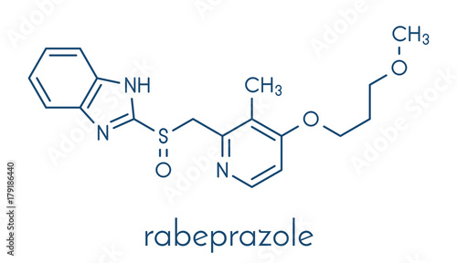 Rabeprazole gastric ulcer drug molecule (proton pump inhibitor). Skeletal formula.