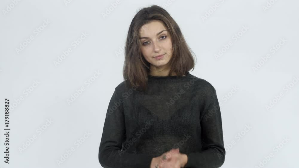 The girl applauds with an indifferent kind The girl applauds with an indifferent kind