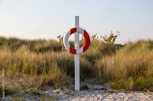 Photography Lifebuoy on sand beach