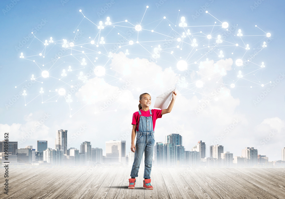 Concept of social wireless connection and internet use for communication by children