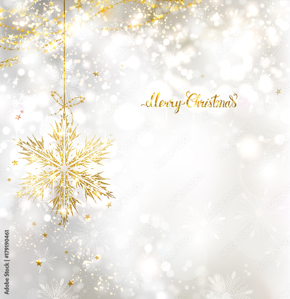 light Christmas background with holiday gold snowflake light Christmas background with holiday gold snowflake