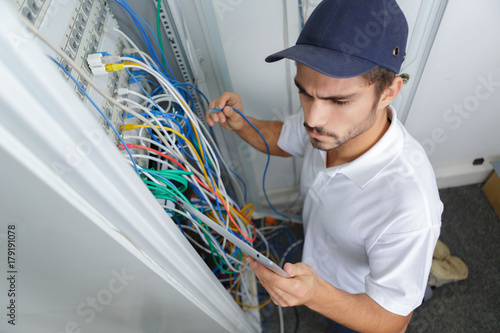 Принти на полотні electrician wiring electrical panel