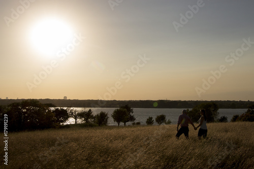 sun set at lake