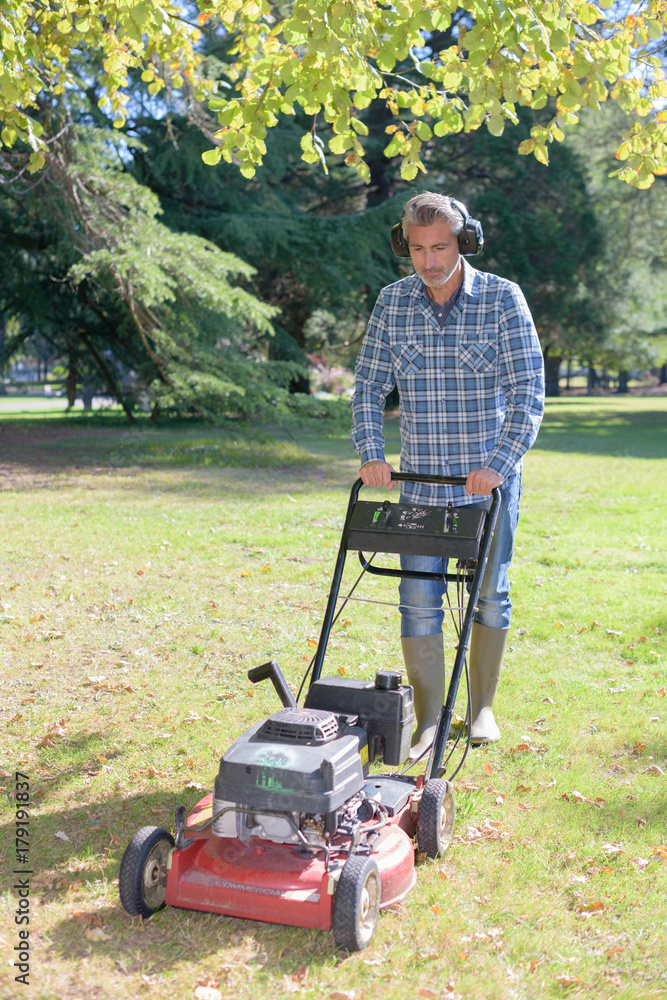 Fototapeta premium mowing the garden