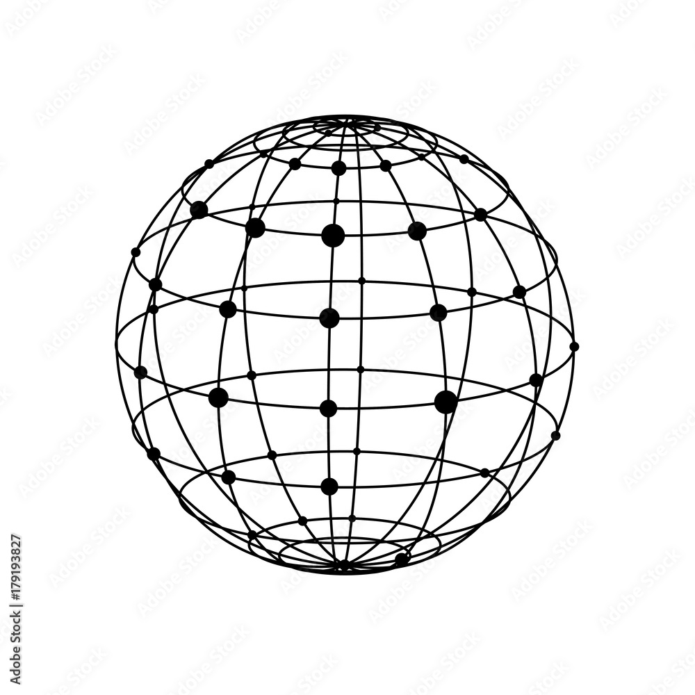 Wireframe sphere with dots Wireframe sphere with dots