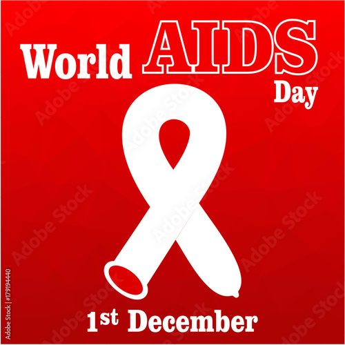 World Aids Day concept of Red polygonal background. 