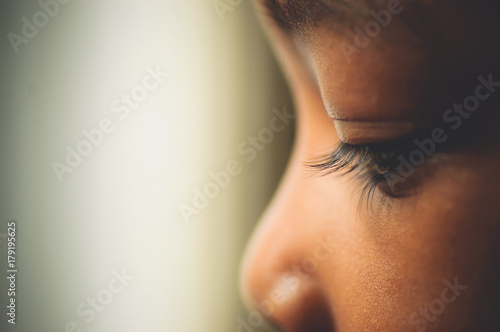 African American gir's eye closeup photo