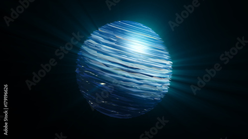 Abstract swirl sphere with shine effect. 3d rendering