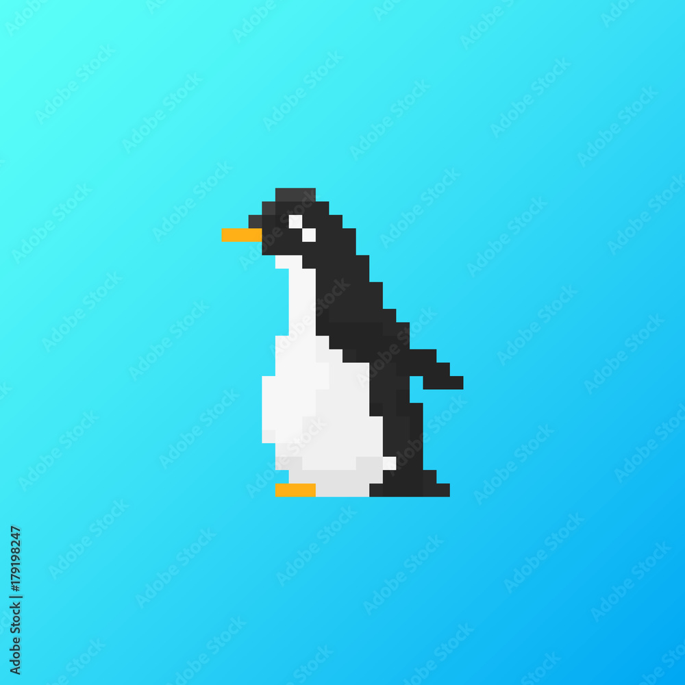 Fototapeta premium Pixel penguin for games and applications