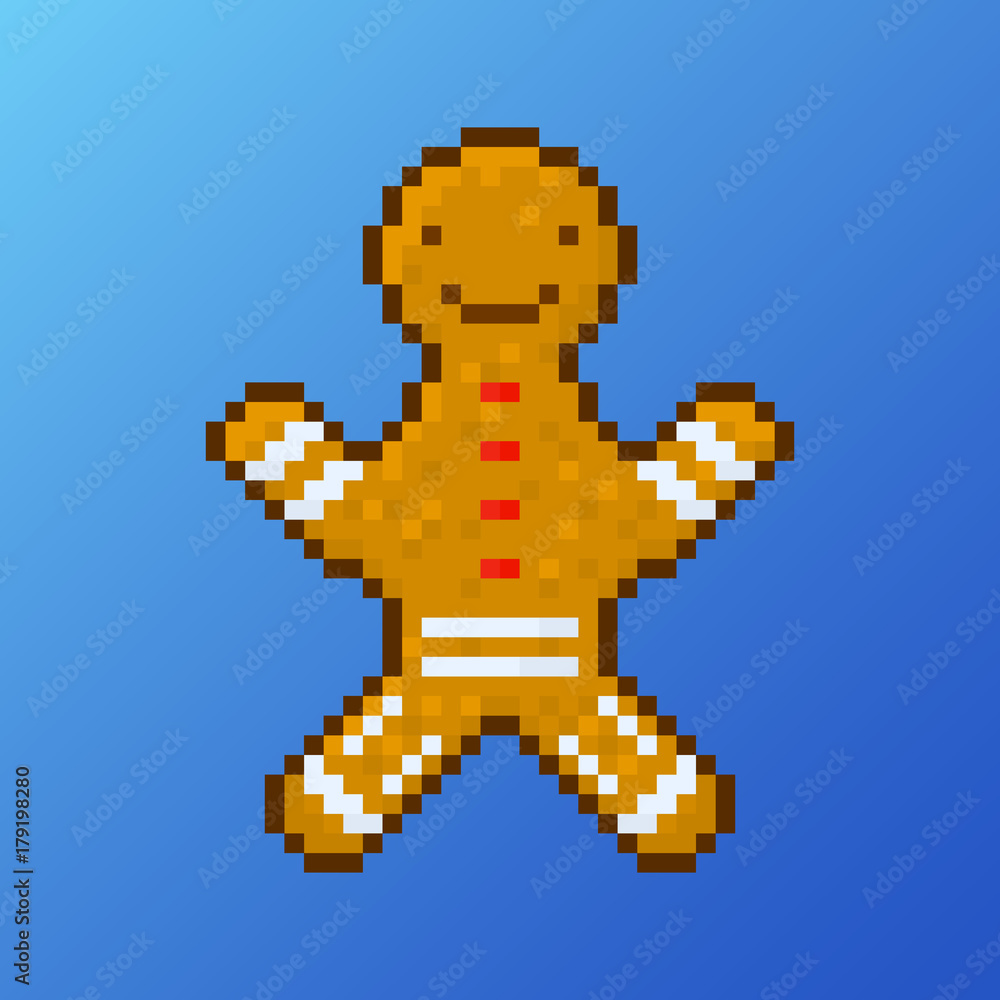 Fototapeta premium Pixel gingerbread man for games and application