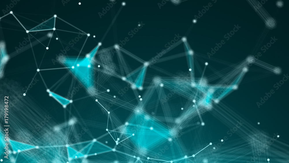Abstract Polygonal Space Background with Connecting Dots and Lines. 3d rendering - obrazy, fototapety, plakaty 