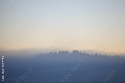 Wallpaper Mural Fog covering the mountaintops at sunrise Torontodigital.ca