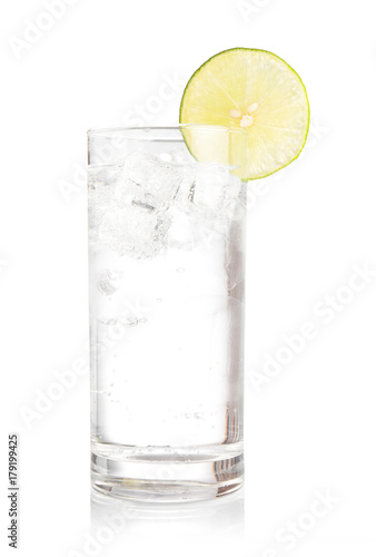 iced drink with mint and lemon soda isolated