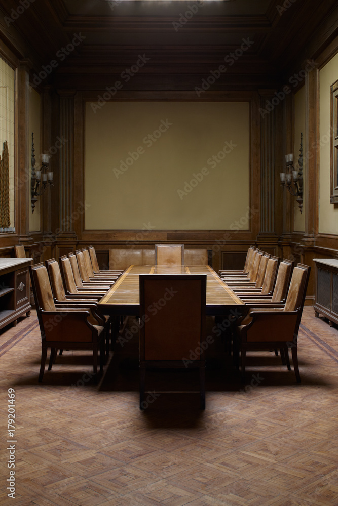 Boardroom of an old and abandoned business Boardroom of an old and abandoned business