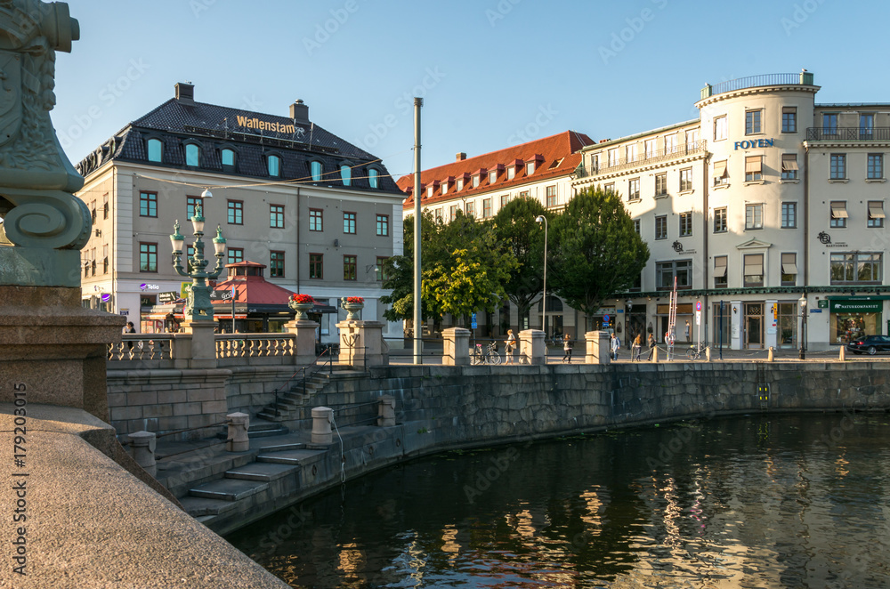 Gothenburg, Sweden - August 23, 2017: Beautiful Summer Scene of Gothia River in Gothenburg City