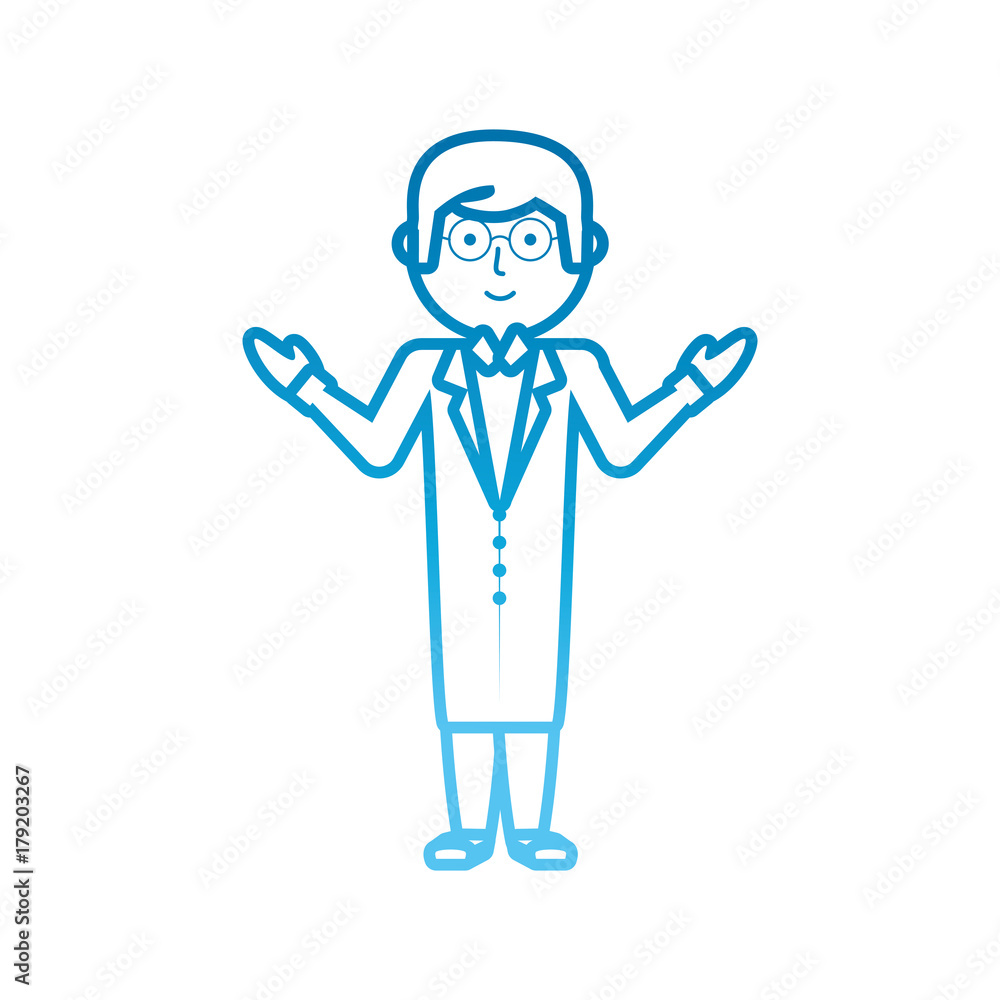 flat line  colored teacher man over white background  vector illustration