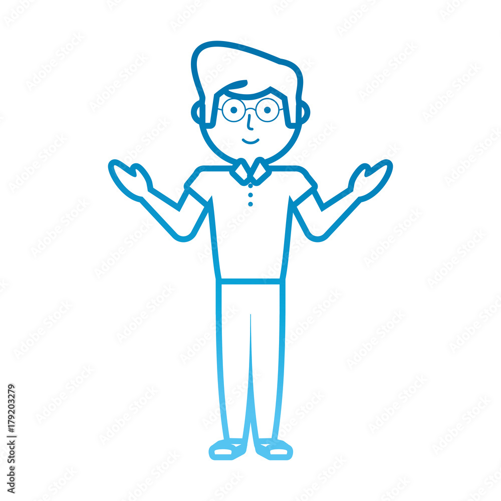 flat line colored teacher man over white background vector illustration flat line colored teacher man over white background vector illustration