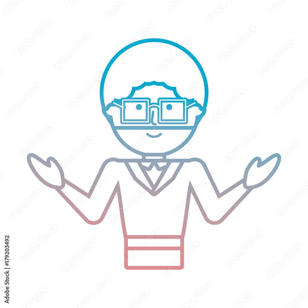 flat line colored teacher man over white background vector illustration flat line colored teacher man over white background vector illustration