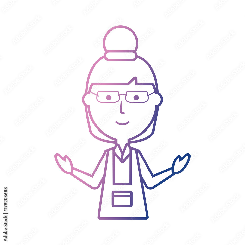 flat line colored teacher woman over white background vector illustration flat line colored teacher woman over white background vector illustration