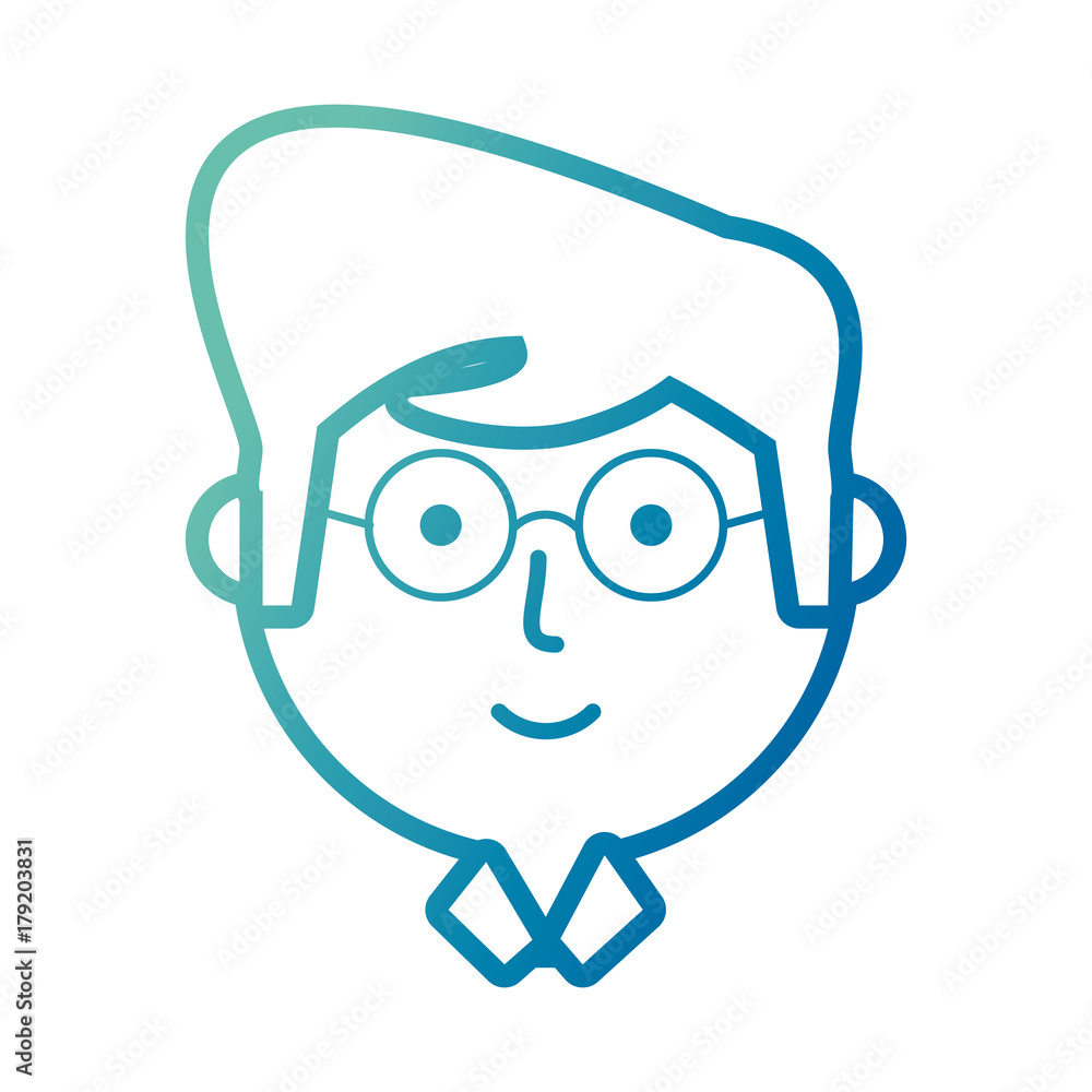 flat line colored man face over white background vector illustration flat line colored man face over white background vector illustration