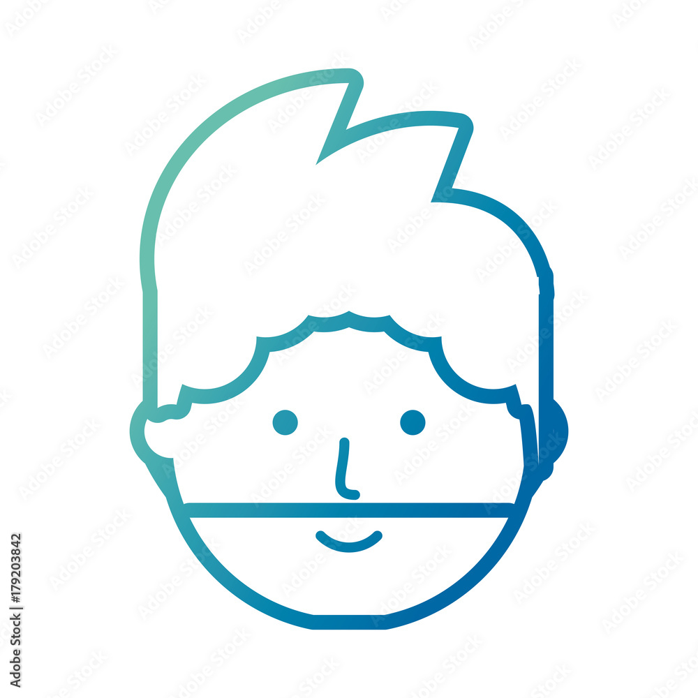 flat line colored man face over white background vector illustration flat line colored man face over white background vector illustration