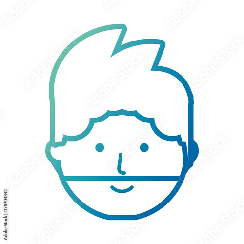 flat line colored man face over white background vector illustration