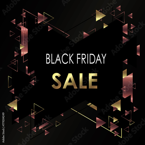 Black Friday, discounts, sale. Geometric, abstract. Vector illustration with triangles.