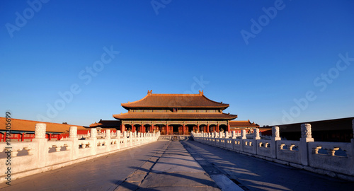 The enchanting Forbidden City in Beijing in the early morning sunlight.