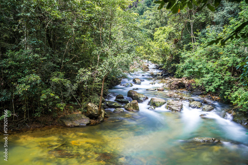 Long exposure picture for waterfall, blurred motion of water (Koh Chang, Thailand)