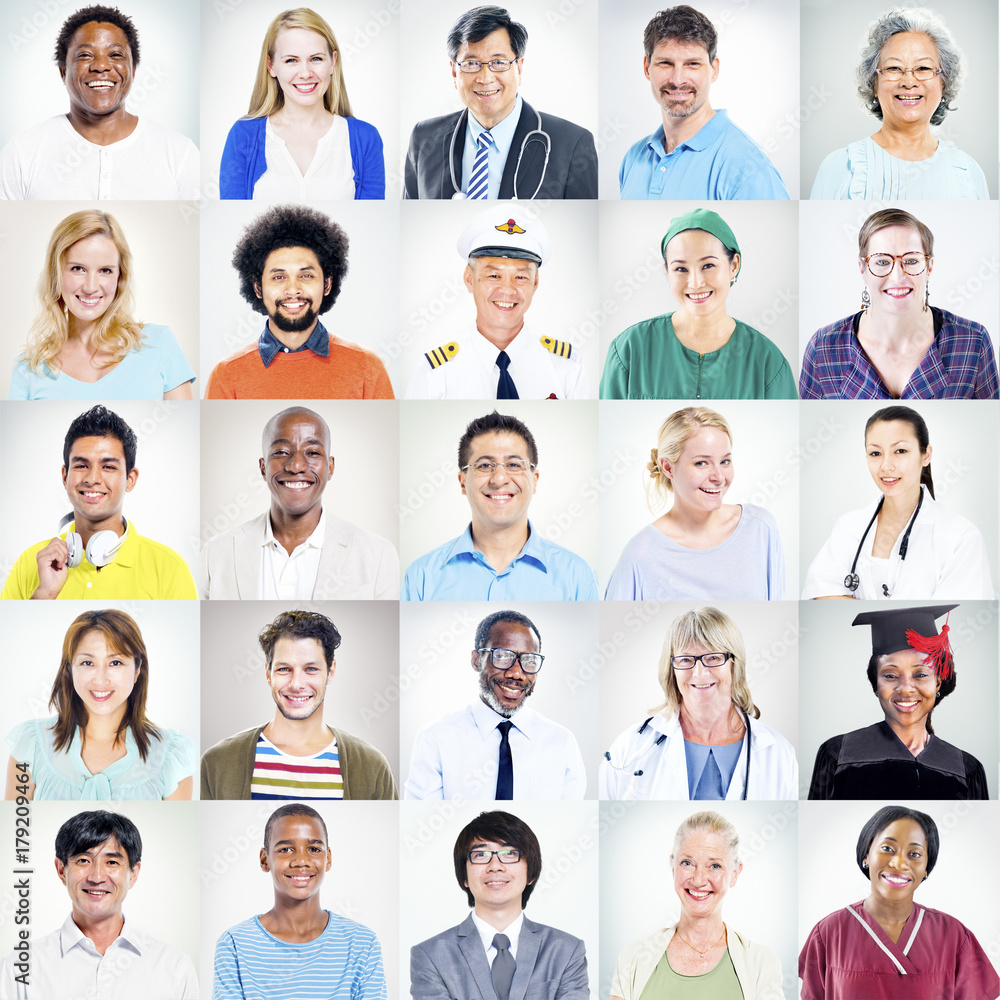 Portrait of Multiethnic Mixed Occupations People Portrait of Multiethnic Mixed Occupations People